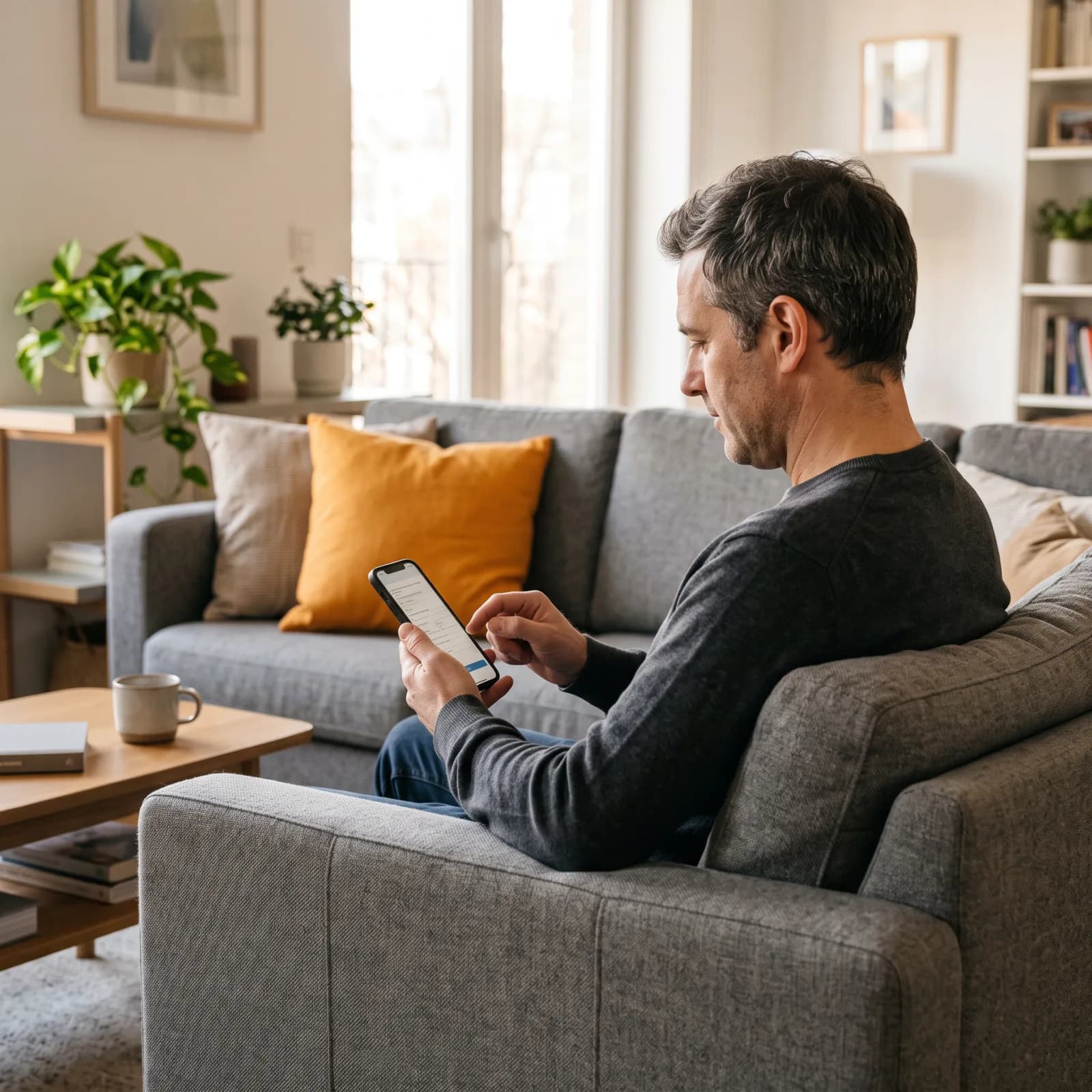 A man completing his intake on his phone